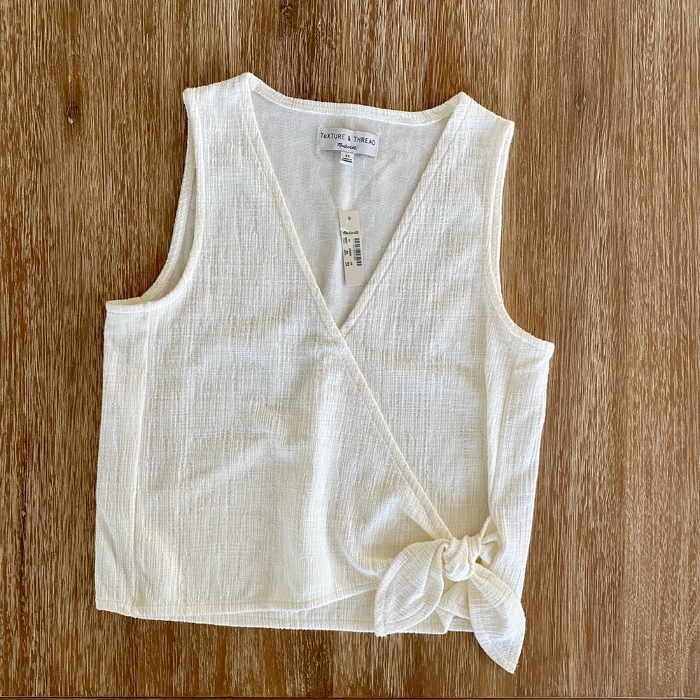 Madewell Texture & Thread Cream Wrap Front Tank Top NWT